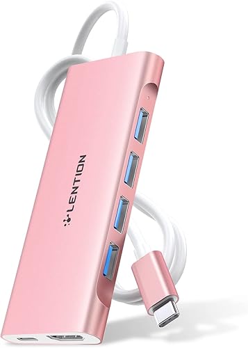 LENTION Hub multipuerto USB C de 3.3 pies de largo con HDMI 4K, 4 USB 3.0, carga tipo C, compatible con MacBook Pro 2023-2016, nuevo Mac AiriMacMac