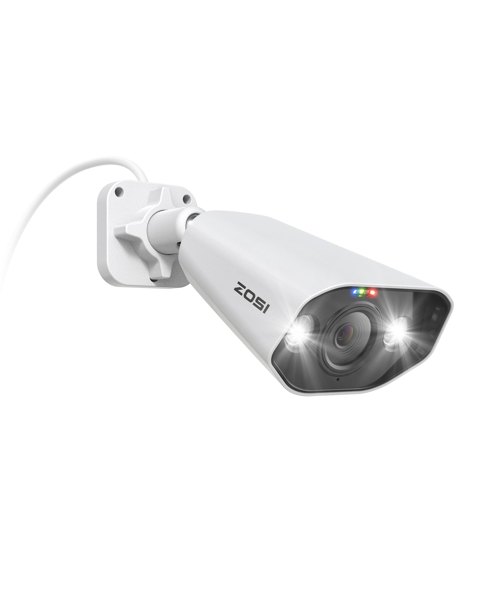 ZOSI 500P POE Security Camera, POE Powered Camera, Two-Way Talk, Sound and Light Alarm, People/Vehicle/Face Detection, Color Night Vision, IP66 Waterproof Outdoor Camera, Metal Poe Recorder Add-on