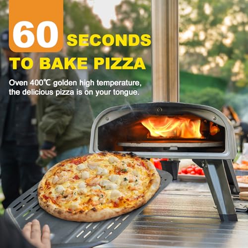 Outdoor Pizza Oven aidpiza 12" Wood Pellet Pizza Ovens With Rotatable Round Pizza Stone Portable Wood Fired with Built-in Thermometer Pizza Stove for Outside Backyard Camping Picnics