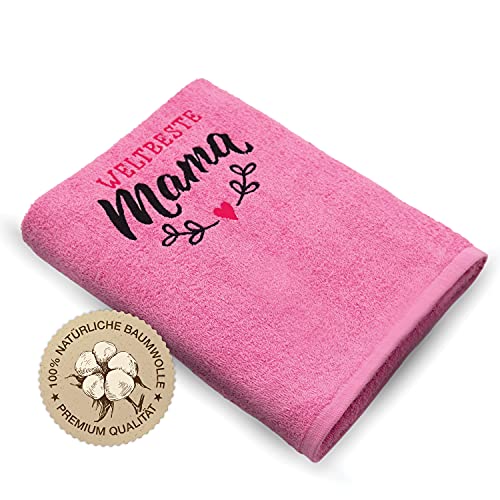 Weltbeste Mama - Handtuch Bestickt 50x100cm - 100% Baumwolle
