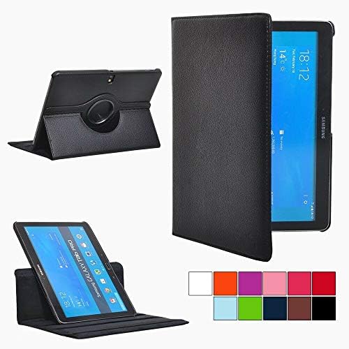 PT Folio Rotating Leather Smart Case Cover for Samsung Galaxy Tab Pro 10.1,Multi-Angle Stand Case for Galaxy Tab Pro 10.1 Tablet SM-T520/T525 P600 (Black)