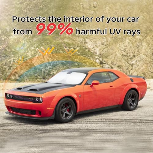 Image of Windshield Sunshade for Dodge Challenger 2015-2023 2024 2025 2026 Sun Visor
