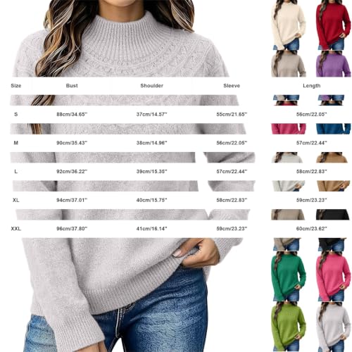 MESSIYO Womens Sweaters Long Sleeve Crew Neck Ribbed Knit Top Silver - image 4