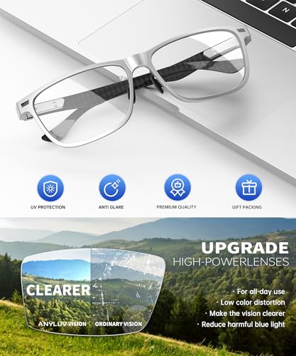 Image of ANYLUV Blue Light Glasses Men, Relieve Eyestrain and Eye Protection, Al-Mg Metal Computer Blue Light Blocking Glasses