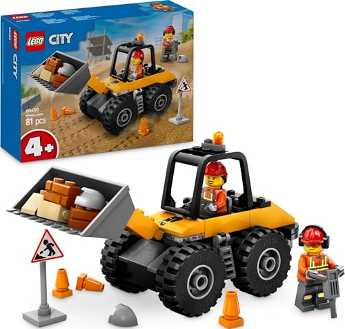 LEGO City Radlader - Spielzeugbagger f&uuml;r Kleinkinder, M&auml;dchen und Jungen ab 4 Jahren - Fahrzeug Spielset - Montessori Geschenkideen f&uuml;r die Vorschule - Set mit 2 Bauarbeiter Minifiguren 60450