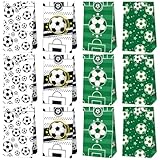 12 Stück Fußball Papiertüten, Geschenktaschen Fußball mit Aufkleber, Fussball Mitgebsel Tüten, Fußball Geburtstag Geschenk Taschen für Kinder, für Fussball Deko Geburtstag Kinder Mottoparty