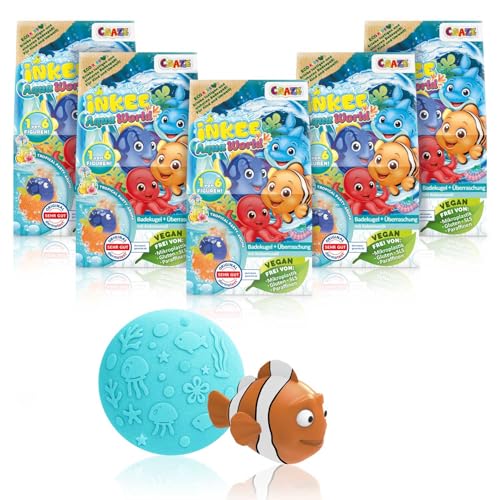 INKEE Aqua World 5er Pack - Badebomben Kinder mit Überraschung 5 Badekugel für Kinder mit Spielzeug Figur Badebombe Mädchen Geschenk
