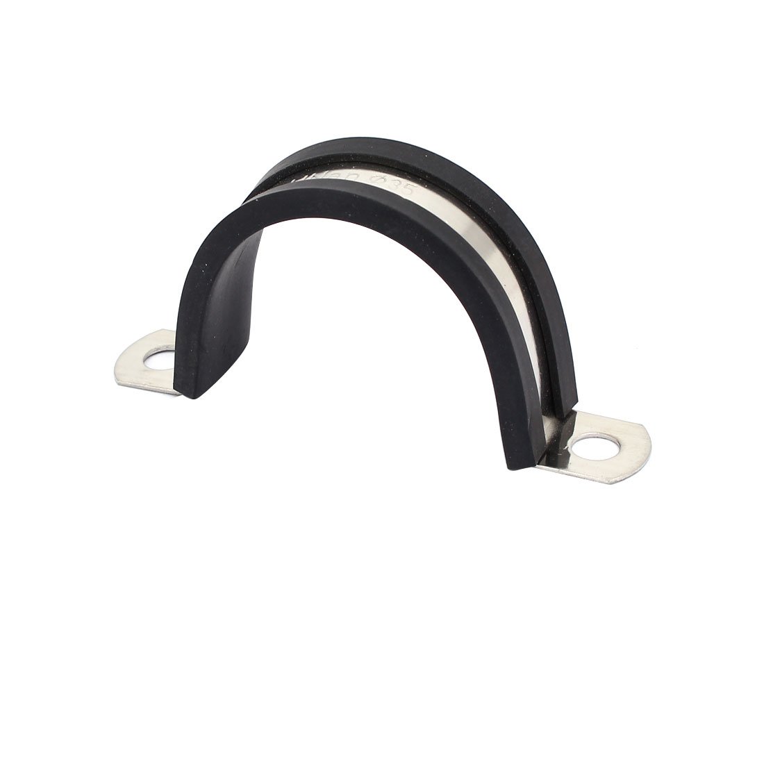 Aexit 35mm Dia Clamps EPDM Rubber Lined U Shaped Pipe Tube Wire Clamps Strap Clamps Clips 2pcs