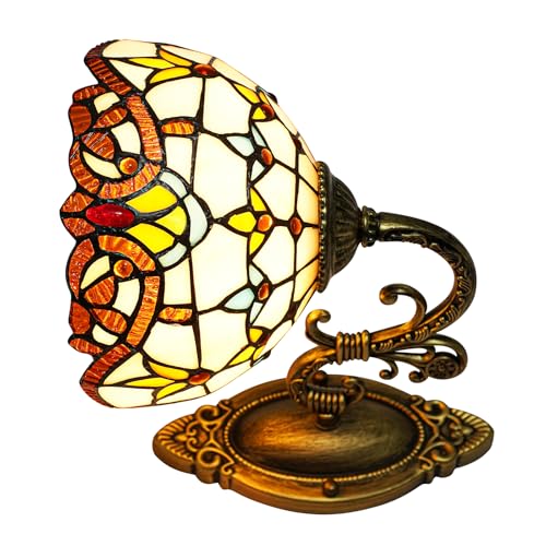 CuCummoo Aplique de pared vintage, 220 V, accesorios de iluminación de pared, Tiffany, iluminación de pared de cristal de colores para salón, dormitorio, escalera, pasillo