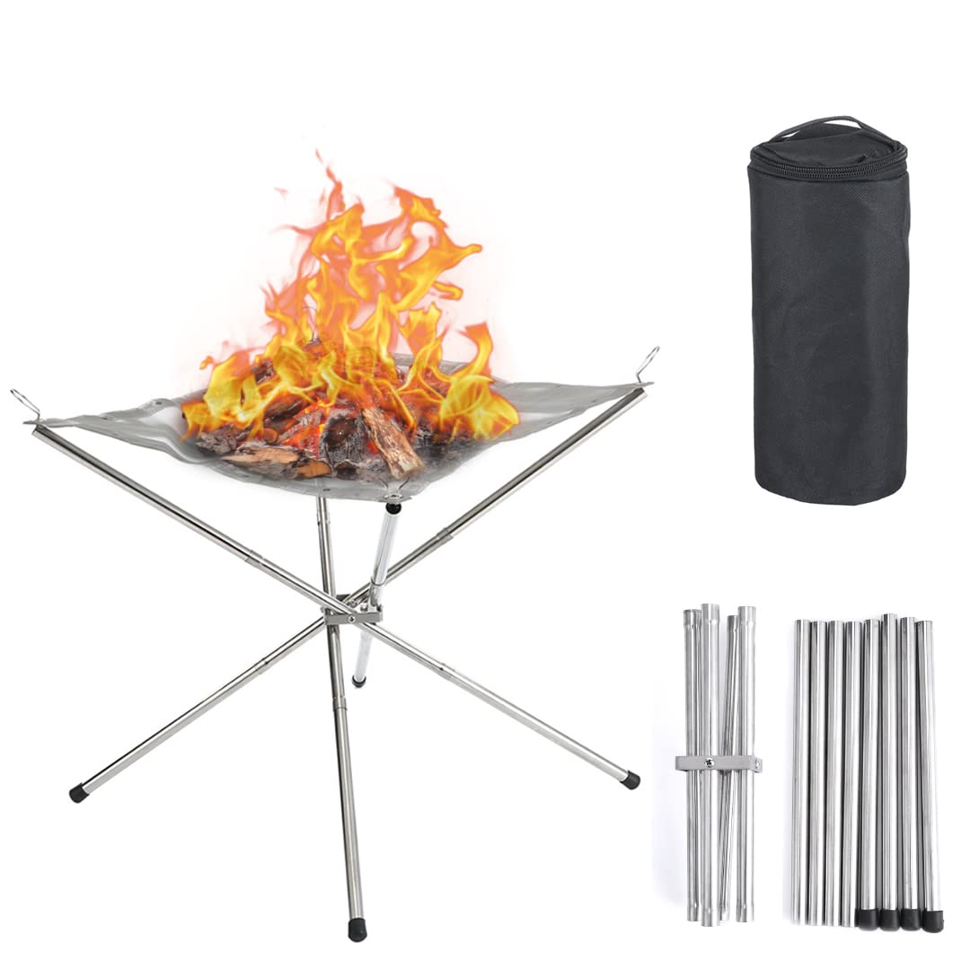 JabtraxxPortable Folding Fire Pit, Rust-Steel Charcoal Net Camping Fire Pit-with Carry Bag can be Used for Camping, Outdoor, Terrace, Backyard and Garden