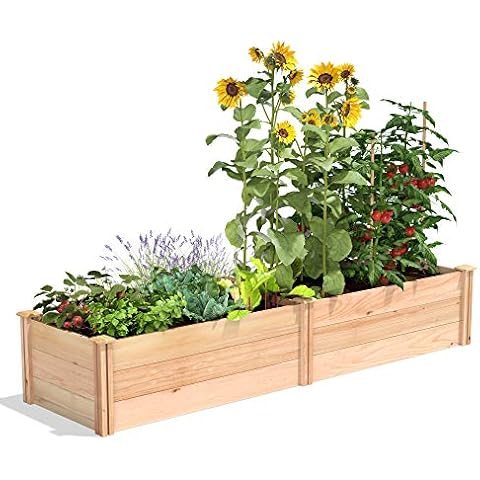 Greenes Fence Premium Cedar Raised Garden Bed, 2' x 8' x 16.5" - Made in USA with North American Cedar Cover