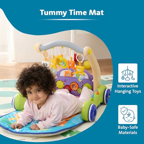 Image of Amazon Brand - Supples 2 in 1 Musical Baby Play Gym with Convertible Walker | Push Walker with Play Piano, Lights, Rattles & Tummy Time Mat for Babies & Toddlers | World Wildlife Day Edition