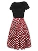 oxiuly Women's Vintage Dresses Patchwork Pockets Puffy Swing Casual Party Dress OX165 (BK-Red dot, m) #3