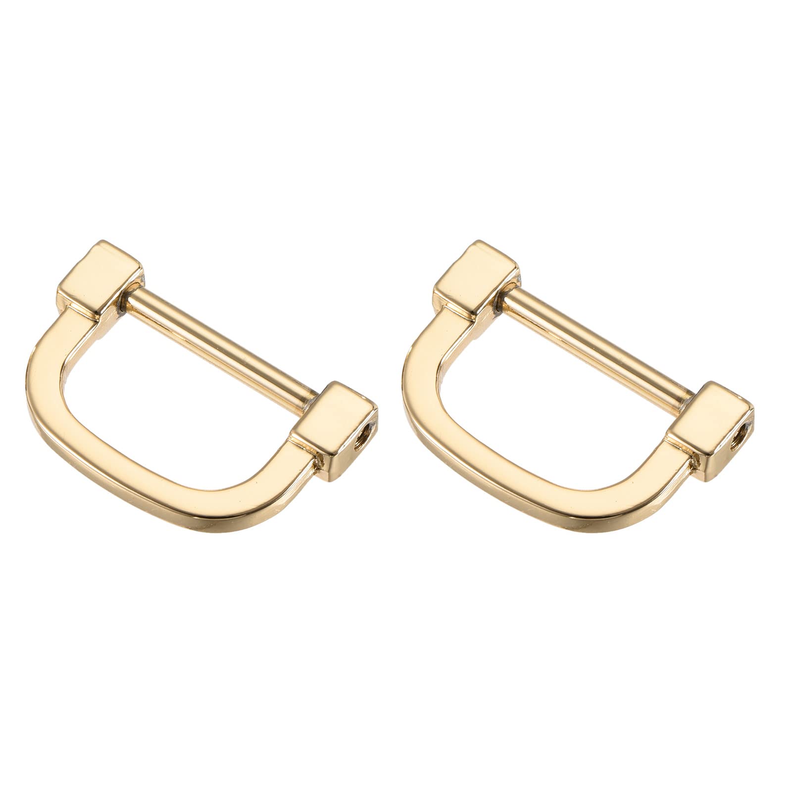 METALLIXITY Horseshoe D-Rings (25mm) 2pcs, Screw-in U-shaped Buckles Shackle - for Car Keys Keychain Bags Leather Crafts Light Gold