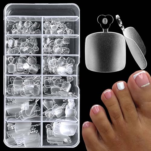 240pc Matte Toenail Tips Clear Fake Toe Nails, Clear Toes Nails Press on Toenails Acrylic Toe-Nail Tip Full Cover Feet False Toenails Soft Gel Toenail Tip for Gel Toes Nail Extension