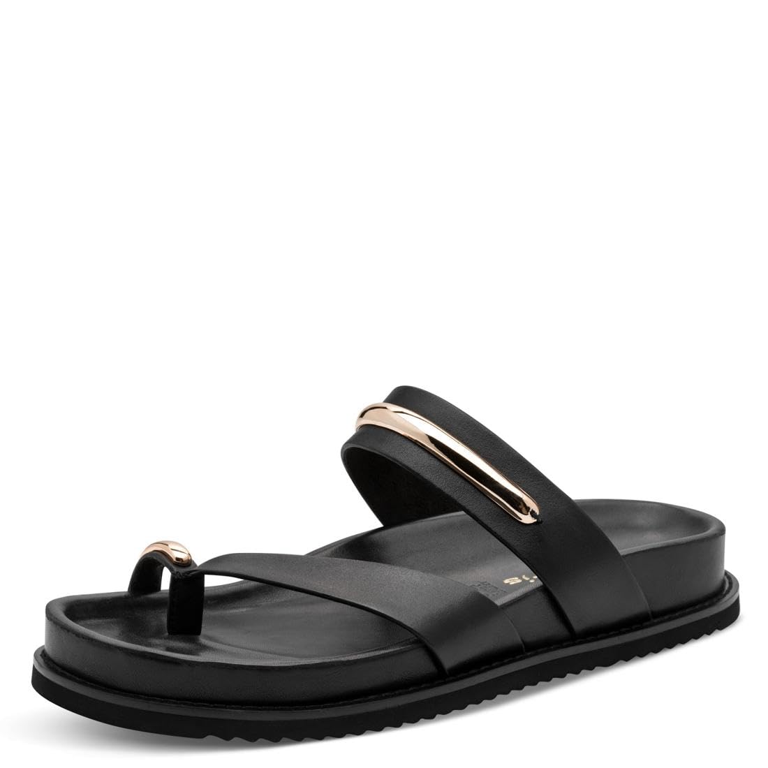 Tamaris Women's footbed mule leather flat black 3.5 UK