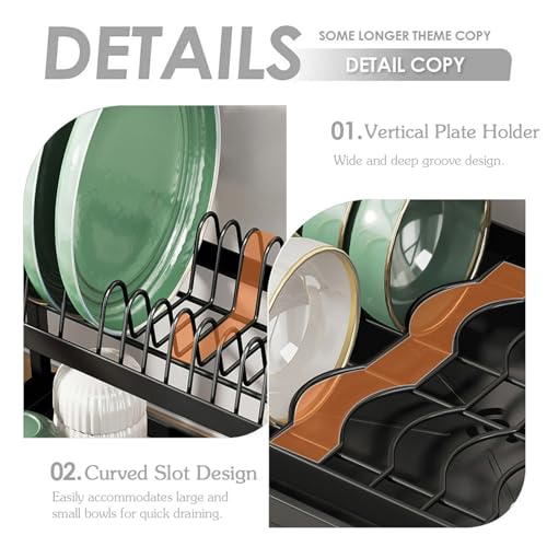 Escurreplatos plegable, escurridor plegable de acero inoxidable con escurridor y soporte para utensilios, diseño que ahorra espacio para encimera de cocina