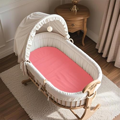 Image of 4 Pack Bassinet Fitted Sheets 18 inch x 30 inch Fit for Halo BassiNest Swivel Sleeper and 4moms Mamaroo Sleep, Soft and Skin-Friendly, Pink