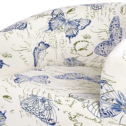 Image of SearchI Club Chair Slipcover Stretch Barrel Chair Covers Printed Tub Chair Slipcovers Spandex Armchair Sofa Cover Removable Couch Furniture Protector Arm Chair Cover for Living Room(Beige Butterfly)
