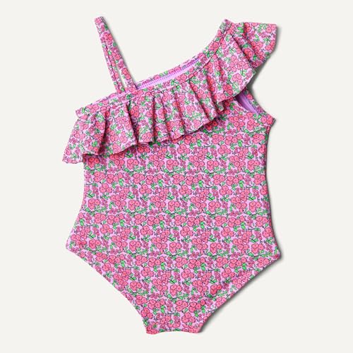 Image of Amazon Essentials Girls and Toddlers' Asymmetric Frill One-Piece Swimsuit