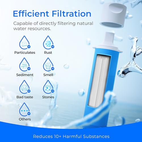 Image of Waterdrop Personal Water Filter Straw with 4 Collapsable Pouch, Portable Camping Filtration System, Drinking Water Purifier for Emergency Hiking Travel Backpacking, Pack of 4