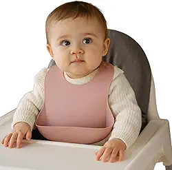 Babador Infantil de Silicone Ajustável com Coletor de Migalhas - Macio e Confortável