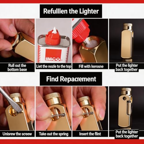 Encendedor vintage de cobre recargable YANCONG miniatura 7