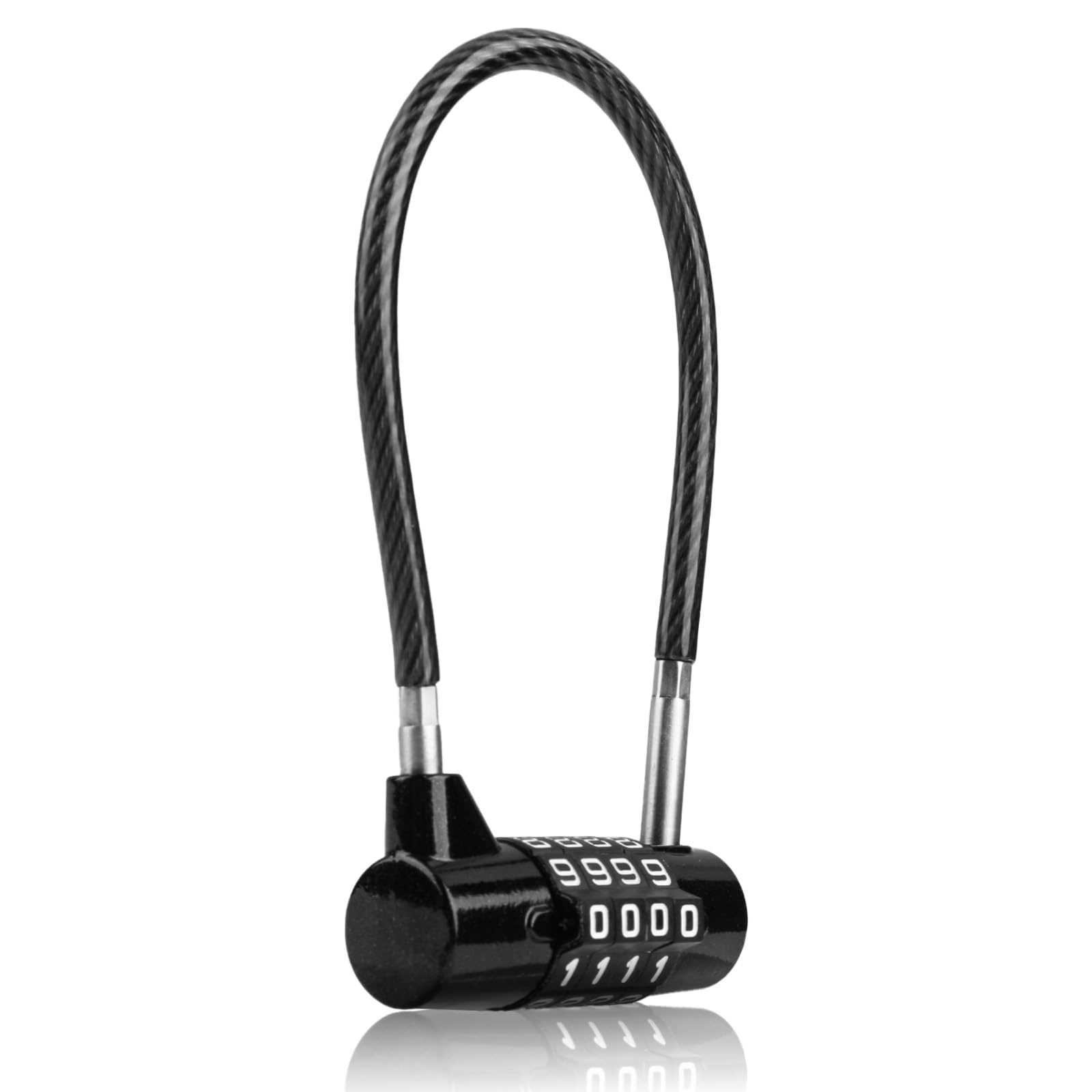 4 Digit Combination Padlock, 3/16" Diameter 7" Length with Steel Cable, Secure Lock