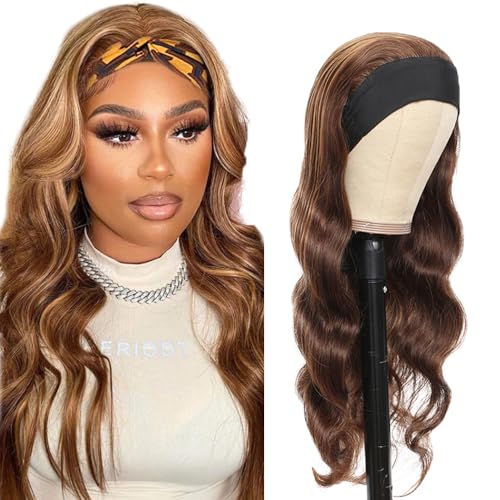 BaaerHve 24 Inch P427 Blonde Headband Wigs Human Hair Body