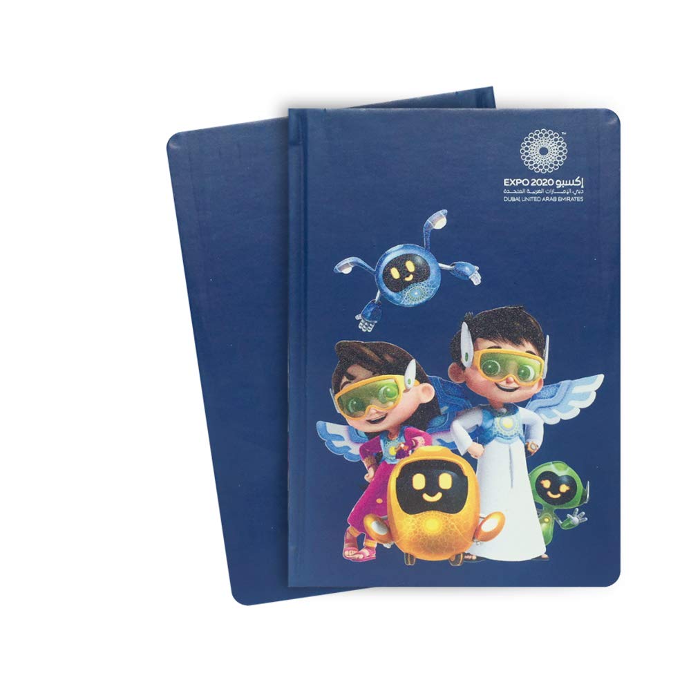 Expo 2020 Dubai A5 Note Book with The Mascots Group Geared Up On a Mission - 13.5 x 21 x 1.4 cm