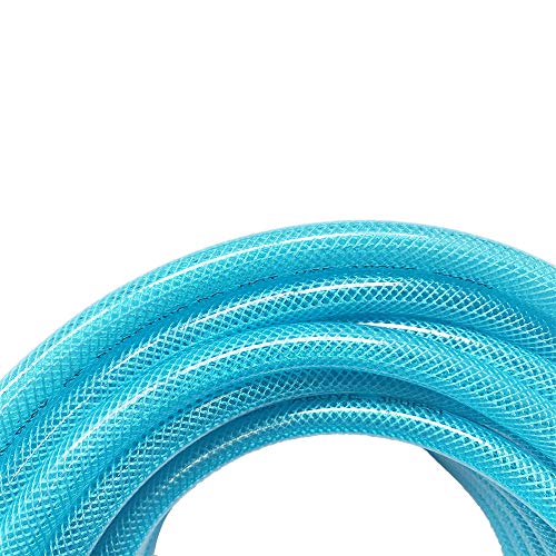 SANFU Polyurethane(PU) Reinforced 1/4”ID×100ft, Air Hose with 1/4” Swivel MNPT Solid Brass Quick Coupler and Plug, Transparent Blue(100’) - Thumbnail 2