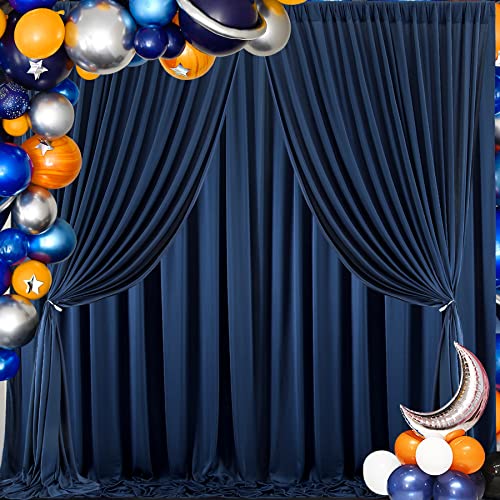 20 ft x 8 ft Navy Blue Backdrop Curtain Panels, 4 Panels 5 ft x 8 ft Wrinkle Free Polyester Photography Backdrop Drapes, Wedding Party Home Decoration Supplies