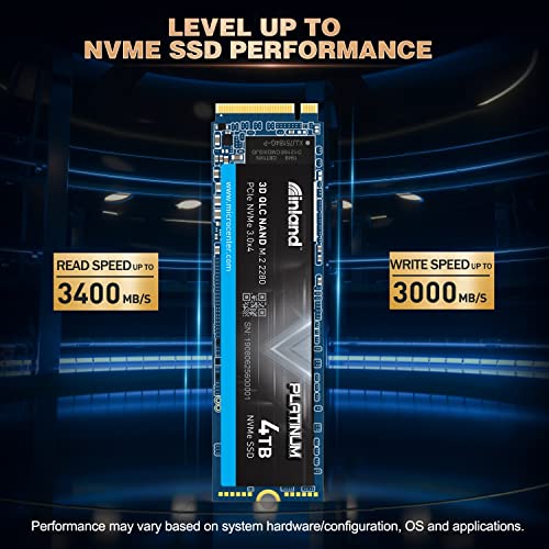 Inland Platinum 4Tb Ssd M.2 2280 Nvme Pcie Gen 3.0 X 4 3D Nand Internal Solid State Drive, Pcie Express 3.1 And Nvme 1.3 Compatible, Ultimate Gaming Solutions For Pc Computer Laptops (4 Tb) #TOP1