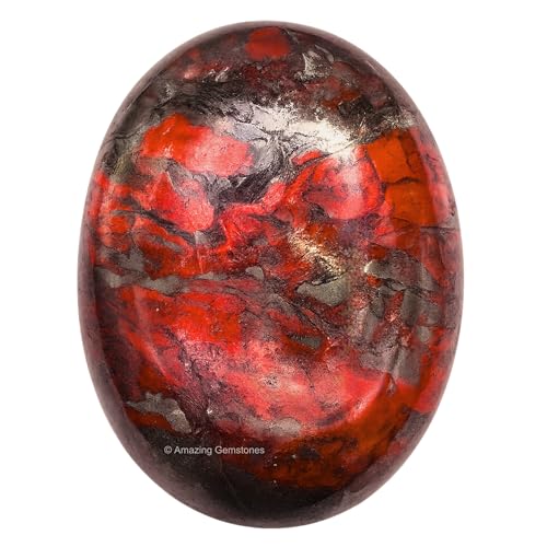 Image of Amazing Gemstone Red Jasper Hematite Crystals and Healing Stones - Large Palm Stone Crystals Piedra - Crystal for Good Luck, Positive Energy, Meditation - Unique Stocking Stuffers Birthday Gifts