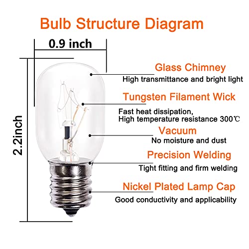 8206232A Whirlpool Microwave Light Bulb,6 Pack 40W 125V E17 Microwave Oven Replacement Parts For Microwave,Exact Fit For Whirlpool Maytag Microwaves,Lava Lamp Bulb #TOP1