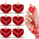Tisancy 6 Pcs Low Temperature Candles – Body-Safe Tea Lights, Smokeless & Unscented, Romantic Heart Shape for Weddings, Anniversaries, and Home Decor(Red,Heart)