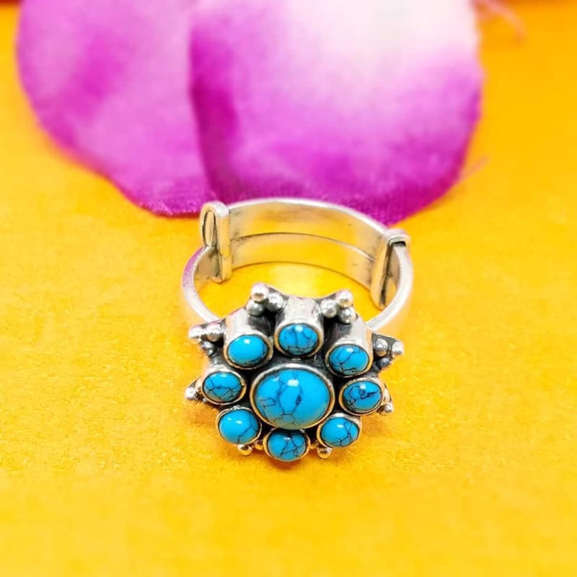 Round Shape Multi-Stone 925 Sterling Silver Ring, Elegant Gift