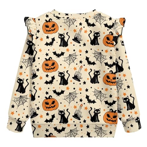 Girls Long Sleeve Sweatshirts Kids Crewneck Ruffle Pullover Top Fall Spring Shirts Graphic Sweatshirts 3-8Years4