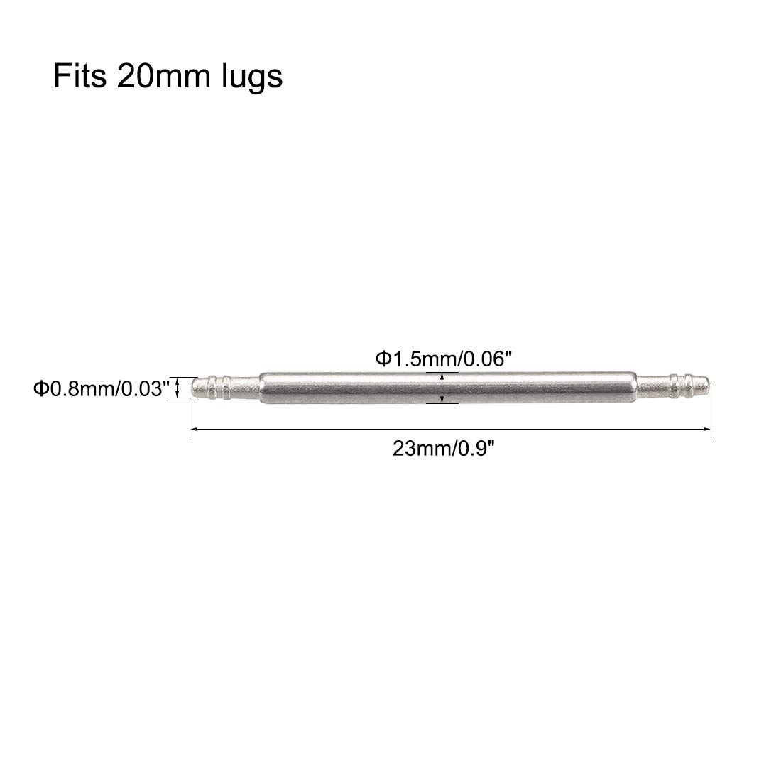uxcell Spring Bar Pins - 20mm x 1.5mm x 0.8mm Double Fringe 316 Stainless Steel Watch Band Pins Replacement Watch Lug Link Pins 6Pcs