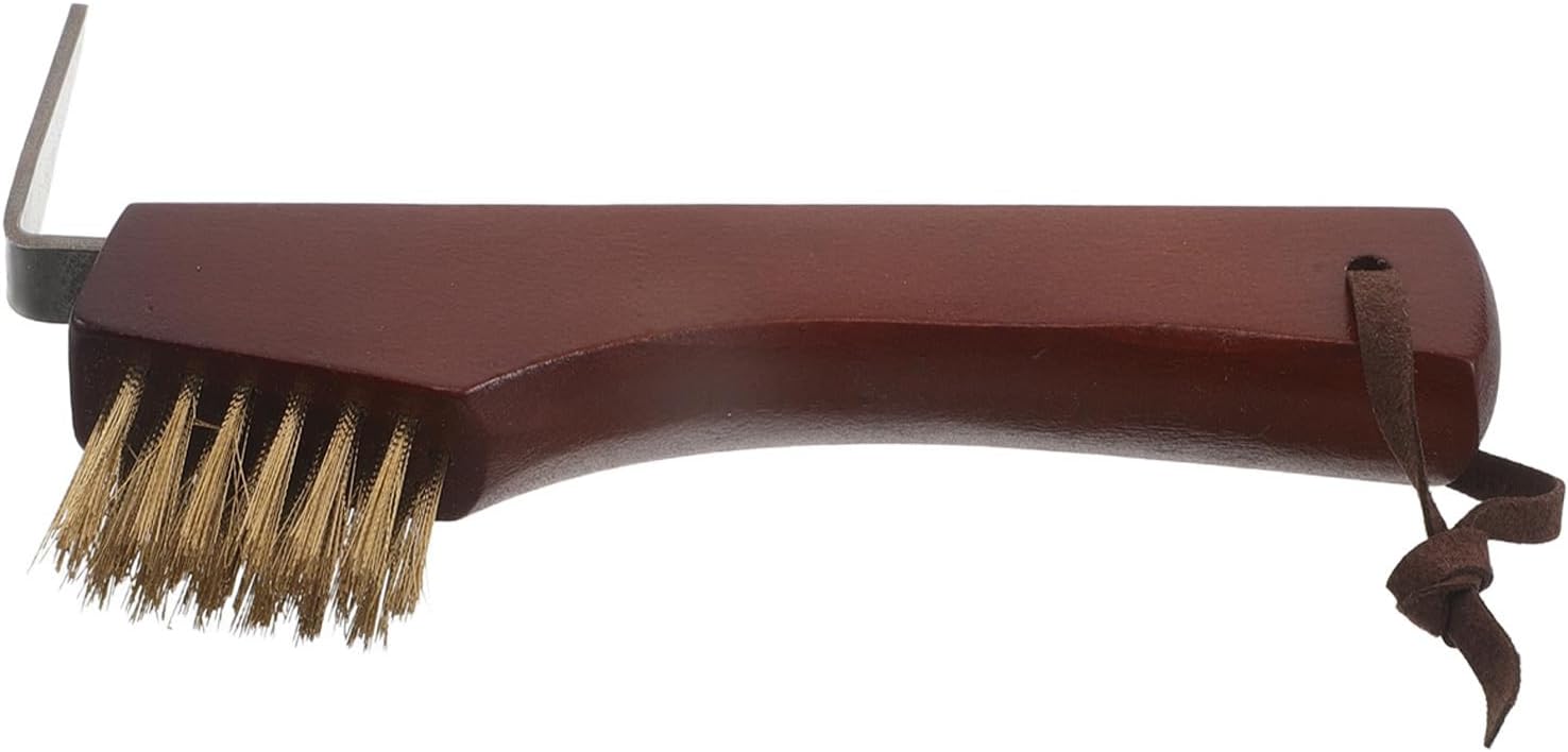 NUOBESTY Wooden Handle Horse Hoof Pick Brush for Horseshoe and Horse Hoof Cleaning, Lightweight Ergonomic Design, Portable Farrier Tool for Professional Use and Groom Sessions