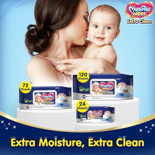 MamyPoko Extra clean Baby Wipes, 72 Sheets