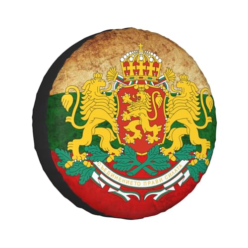 Vintage Bulgaria Bulgarian Bulgarian Flag Emblem Spare Tire Cover Waterproof Universal Vehicle Wheel Covers Fit for RV Truck SUV Travel Trailer Camper Car Accessories Wheel Protectors 16 inch