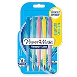 Paper Mate Flexgrip Ultra Pastel Ballpoint Pens | Medium Point (1.0mm) | Blue Ink | Pastel Barrels | 5 Count