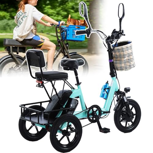 pedenencelia Triciclo Eléctrico Plegable 14 Pulgadas para Adultos,Batería Extraíble 48 V/18,2...