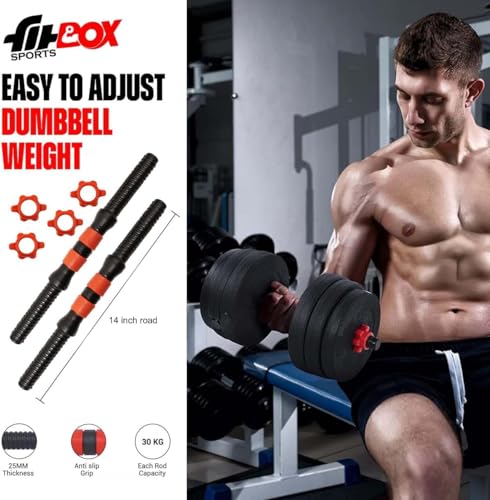 Image of FitBox Sports Adjustable 8kg Dumbbells & Home Gym Set - Weights with Curl Rod - Strength Training Equipment for Men & Women, Compact and Versatile