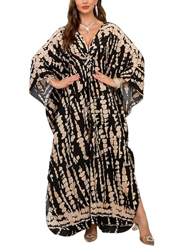Image of KEYLORTING Plus Size Kaftan Dress Women, African Moo Moo Print Caftan, Batwing Dress, Beach Cover Up for Party and Loungewear