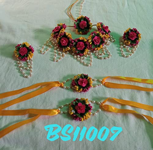 Dazzlegems Indian Flower Gota Patti Jewelry Set For Haldi Mehandi Baby Shower Wedding Women Girls,Best Gift For New Year #TOP2