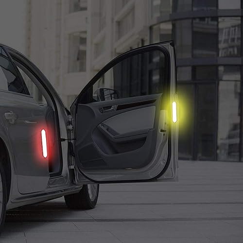 Miniatura 5 de Reemky 10 calcomanías reflectantes azules de advertencia de seguridad autoadhesivas, 4 colores opcionales (4.2 in x 0.9 in)