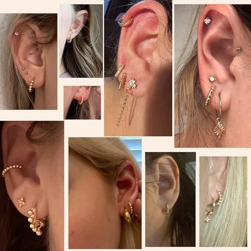 Fiusem Gold Huggie Hoop Earrings for Women, 14K Gold Plated Small Dainty Earrings for Women, Hypoallergenic Hoops 8/10/12 mm4