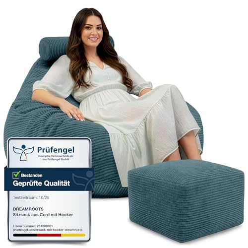 DreamRoots Sitzsack Erwachsene Cord oder Kinder - Bean Bag Sofa - Sitzsack...